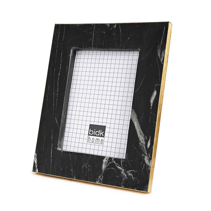 Picture Frame Medium. Fits 6" X 4" Photo Brass/Black Marble