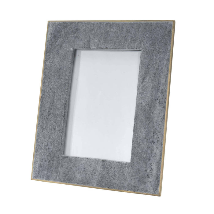 Picture Frame Large. Fits 7" X 5" Photo Brass/Black Marble
