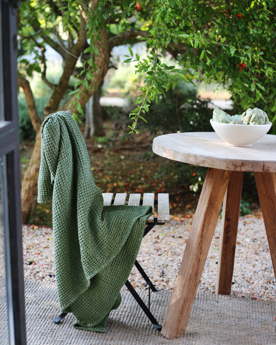 Waffle throw blanket- Gray blue