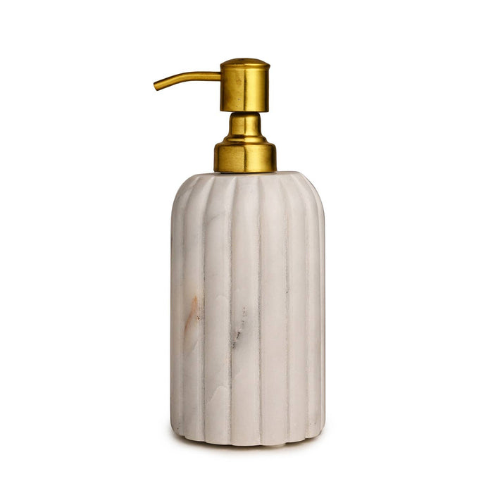 White Marble Soap Dispenser w/ Grooving: Marble / White