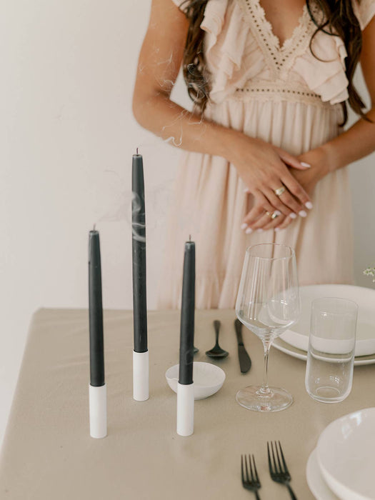 Charcoal | Dipped Beeswax Taper Candles | All Natural: 10 Inches