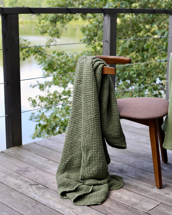 Waffle throw blanket - Forest Green