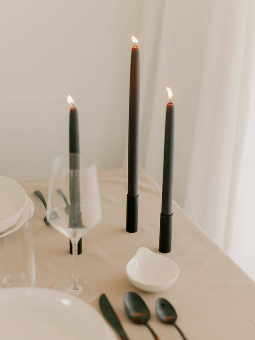 Charcoal | Dipped Beeswax Taper Candles | All Natural: 10 Inches