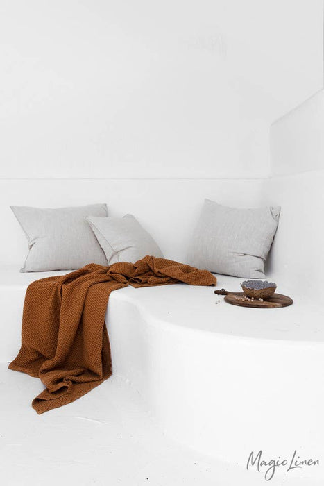 Waffle throw blanket- Gray blue