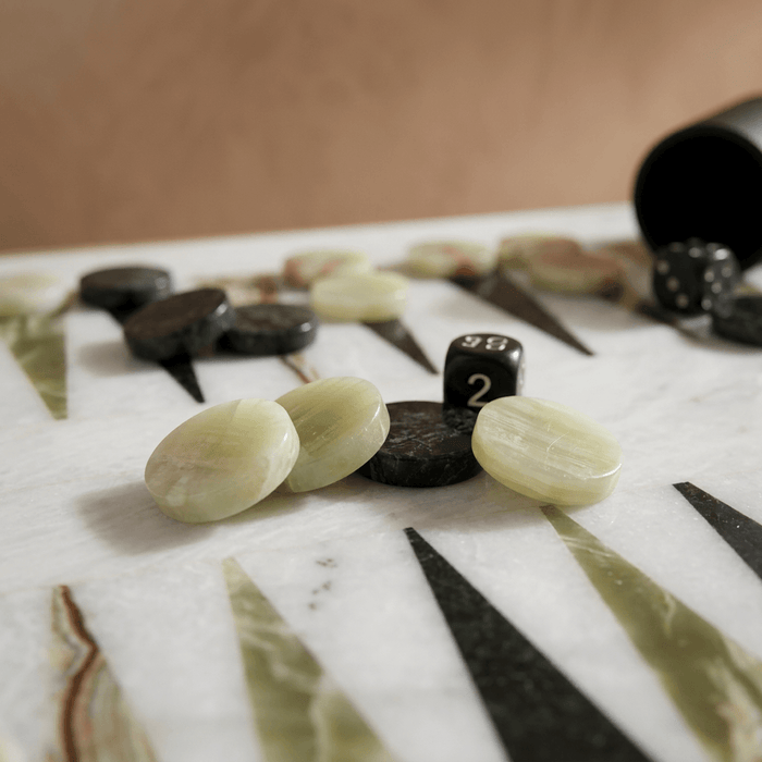 Luxury Marble Backgammon Set (Green Onyx and Black)