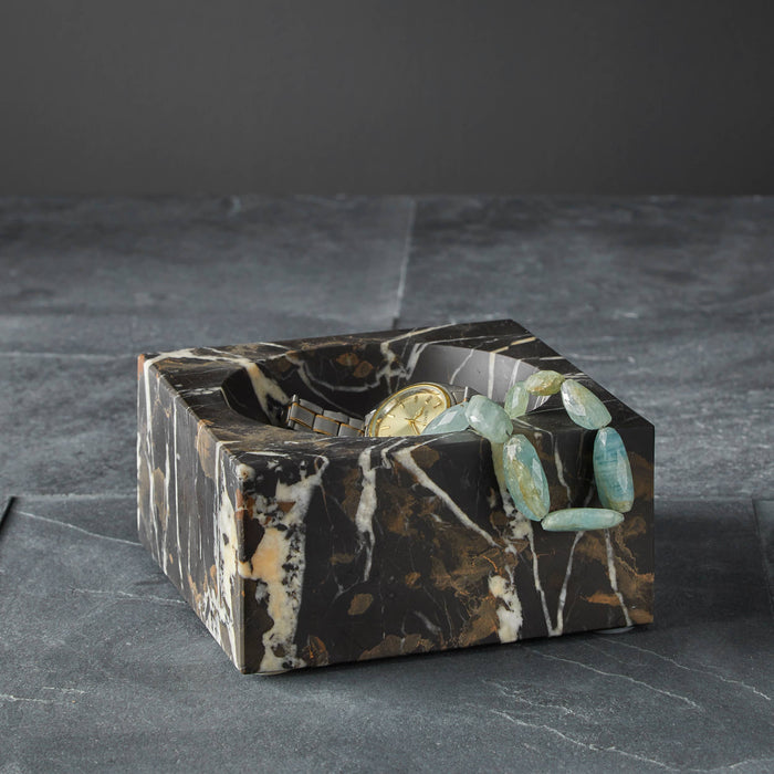 Calix Collection Black & Gold Marble 6" Honed Finish Catchal