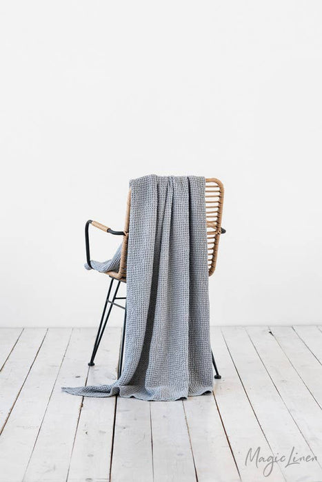 Waffle throw blanket- Gray blue