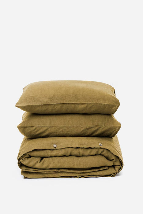Olive green duvet cover set: US Queen + Standard pillowcases