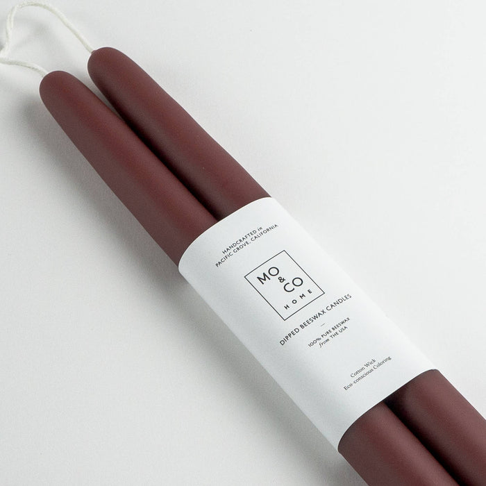 Burgundy | Dipped Beeswax Taper Candles | All Natural: 10 Inches