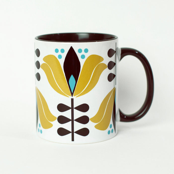 Lotus Yellow Flower Mid Century Modern Coffee Mug