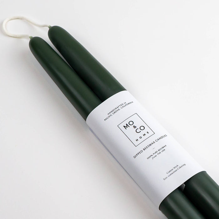Forest Green | Dipped Beeswax Taper Candles | All Natural: 10 Inch
