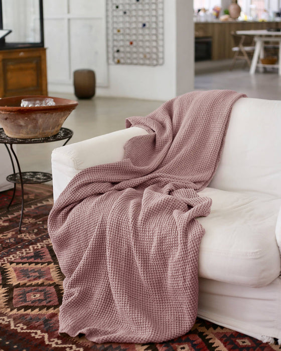 Waffle throw blanket- Gray blue