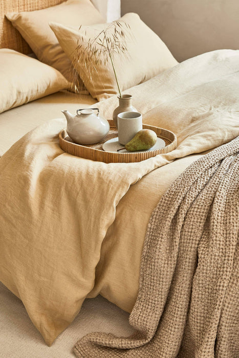 Sandy beige linen sheet set: US Queen + Queen pillowcases