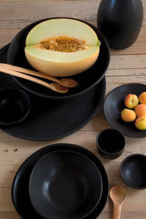 Organic Shaped Dinnerware Set - 16 Pieces: Matte Black