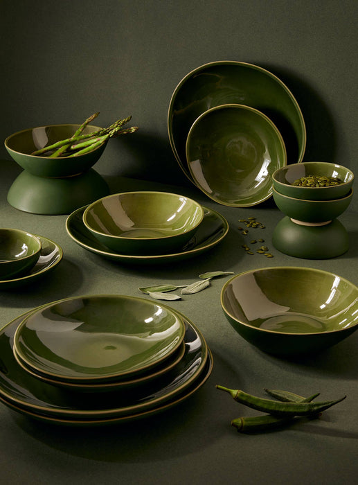 Organic Shaped Dinnerware Set - 16 Pieces: Matte Black