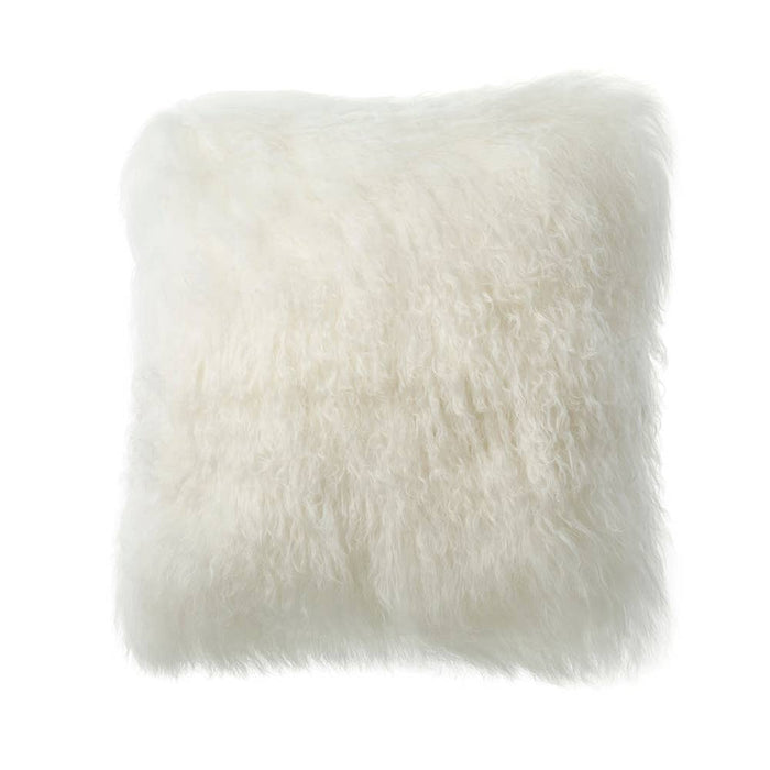 Tibetan Lambskin Pillow Square: Ivory