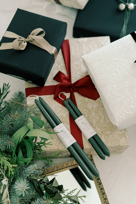 Forest Green | Dipped Beeswax Taper Candles | All Natural: 10 Inch