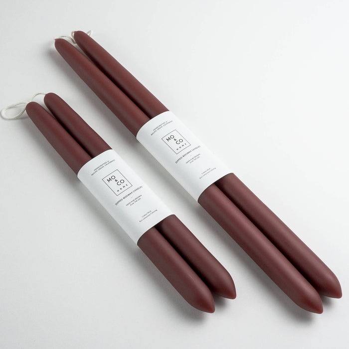 Burgundy | Dipped Beeswax Taper Candles | All Natural: 10 Inches