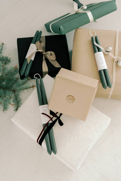 Forest Green | Dipped Beeswax Taper Candles | All Natural: 10 Inch