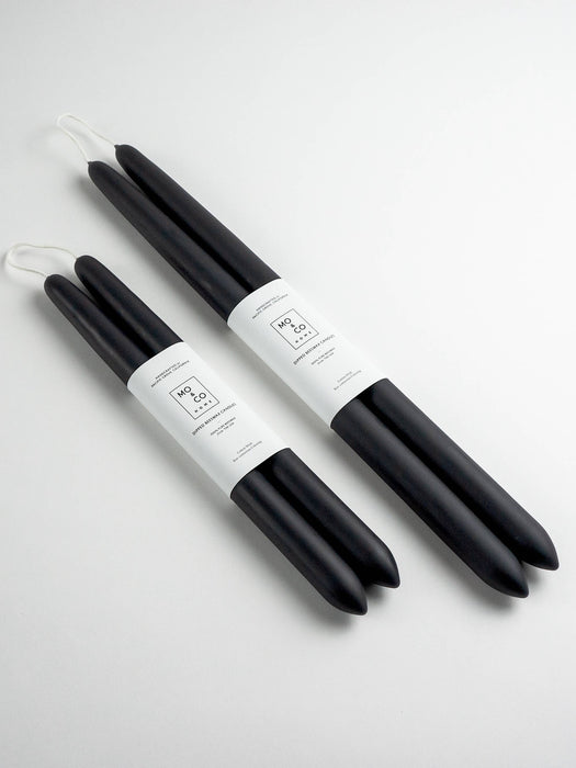 Charcoal | Dipped Beeswax Taper Candles | All Natural: 10 Inches