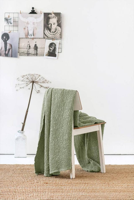 Waffle throw blanket- Gray blue