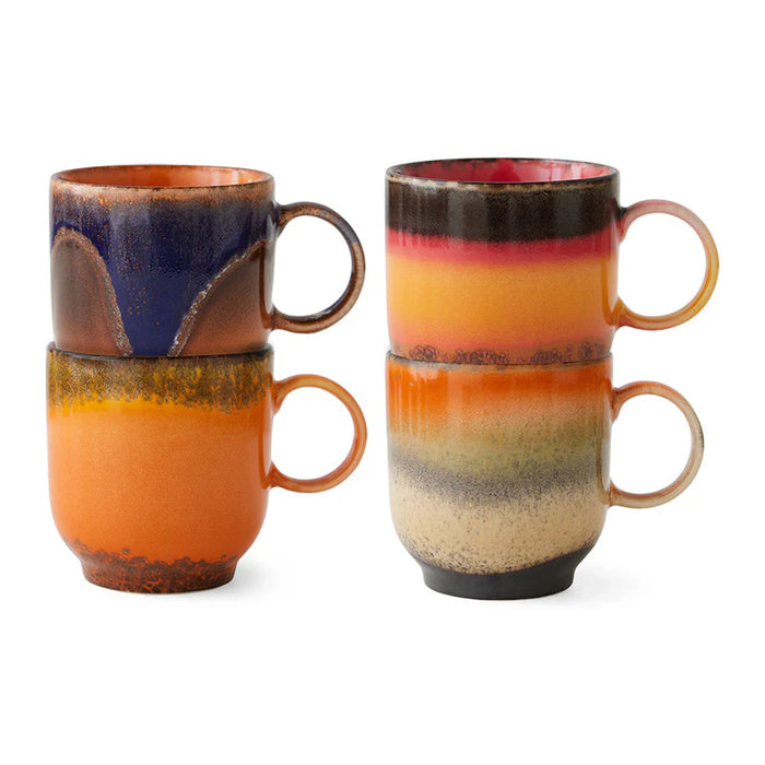 70s Ceramics Coffee Mugs Brazil - set of 4