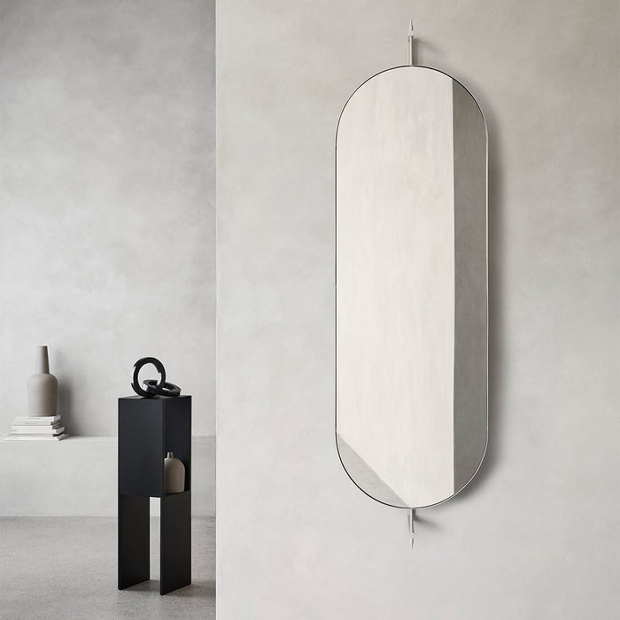 full size beige frame mirror with hanger on the back kristina dam studio 
