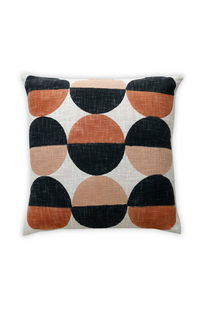 Geo Shapes Handcrafted Throw Pillow, Earth - 18x18 inch Without Filler
