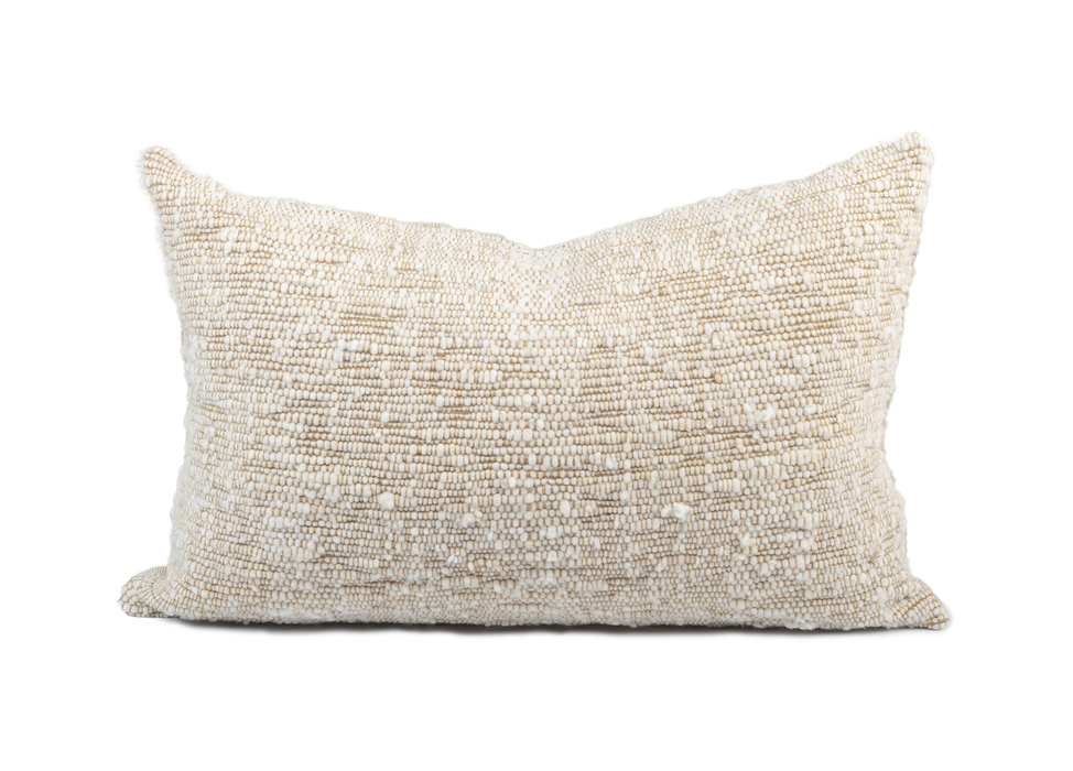 Chunky Wool Lumbar Pillow - Sand
