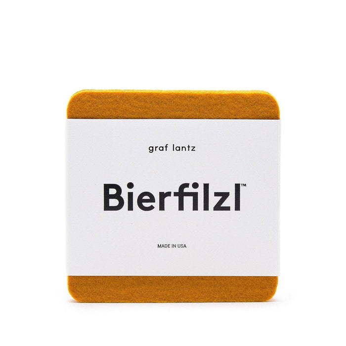 Bierfilzl Merino Wool Felt Square Coaster Solid 4 Pack: Turmeric