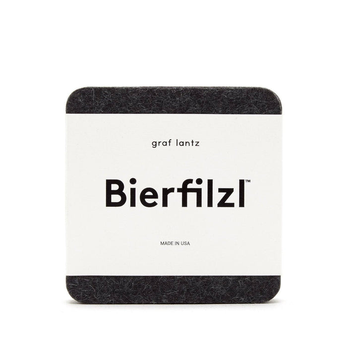 Bierfilzl Merino Wool Felt Square Coaster Solid 4 Pack: Charcoal