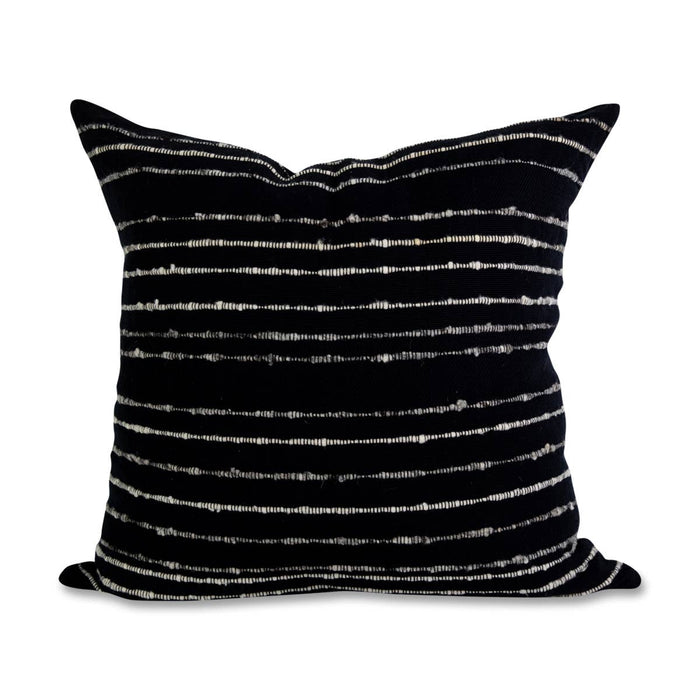 Carmen Throw Pillow - Black w/ Grey/Ivory Stripes